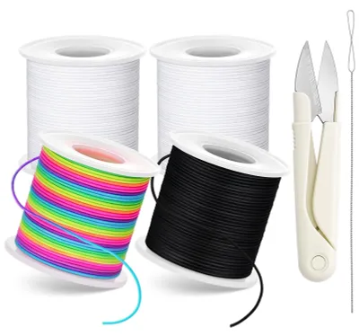 Produktbild von Set mit 4 farbigen, elastischen Bändern für DIY-Schmuck und kreative Projekte