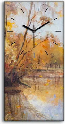 Produktbild von Dekor Leinwand Uhr Wandbilder 30x60 Malerei Wald Bäume Fluss Natur Herbst Kunst - schwarze Hände