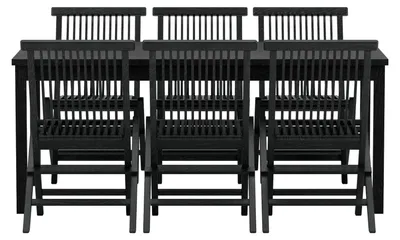 Image de Kenya set de jardin table 90x180 cm noir 6 chaises noir.