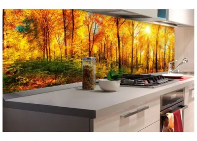 Produktbild von Küchenrückwand Folie selbstklebend SONNIGER WALD 180 x 60 cm - Klebefolie - Dekofolie - Spritzschutz für Küche -