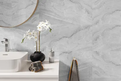 Zdjęcie produktu dla Panele ścienne Ash Grey Marmur Kamień Szary Jasny Połysk 120x60 6053398