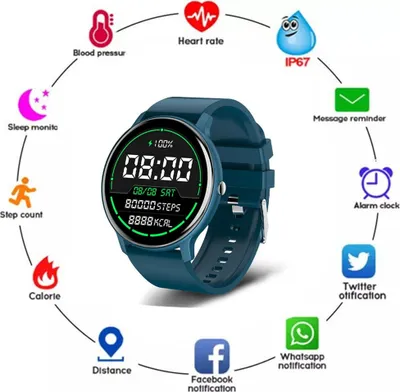 Produktbild von Smartwatch Blutdruckmessung Wasserdicht Fitness Tracker Armband Pulsmesser Blau