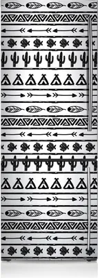 Produktbild von Kühlschrankfolie Aufkleber Kühlschrankmagnete Dekoration Kühlschrankfolie 60x180 cm - Boho schwarz und weiß