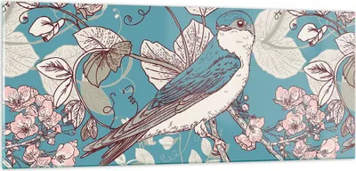 Produktbild von Bilder auf glas - Vogel Baum modern - 100x40cm - Glasbilder - Wandbilder - Kunstdruck - zum Aufhängen bereit - Wanddekoration aus Glas - Glas Bilder - Wandbild auf Glas - Einteilig - GAB100x40-3585