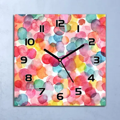 Produktbild von Wanduhr Echt-Glas-Küchenuhr Bunte Aquarellblasen Quarz 30x30 Deko Bilder