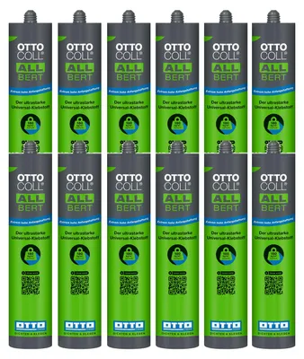 Produktbild von 12x OTTOCOLL ALLBERT 290ml Basis-Karton, Klebstoff Hybrid-Polymer Weiß - extrem hohe Anfangshaftung