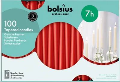 Immagine prodotto di Bolsius Candele coniche rosso RAL 100 pz