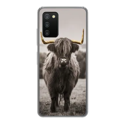Produktbild von MuchoWow® Handyhülle Schutzhülle Hülle für Samsung Galaxy A03s Schottischer Highlander - Gold - Hörner Silikon Softcase Handy Hülle - Schutz