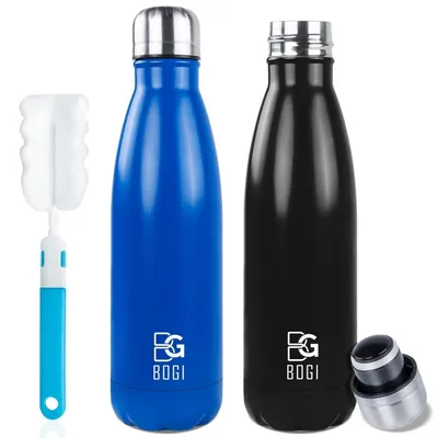Zdjęcie produktu dla Butelka termiczna ze stali nierdzewnej, 500 ml, zestaw 2 sztuk, podwójne ścianki, szczelna, izolacyjna