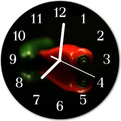 Immagine prodotto di Orologio da parete in vetro per cucina, vetro vero, 30 cm, rosso peperoncino