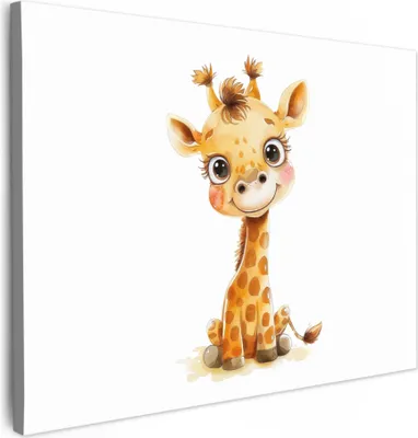 Produktbild von Leinwand Bilder 40x30 cm - Kinder Tiere - Giraffe, Bilder, Wanddeko, Wandbilder Wohnzimmer