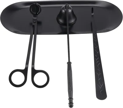 Productafbeelding van Kaarsenaccessoires, set 4-in-1, kaarsenblusserset, zwart, kaarslontsnijder, lont dipper, kaarsenuitdover, opbergbakje, lontschaar voor kaarsen