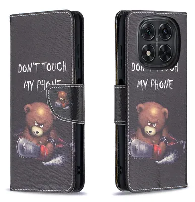 A collage of two images showing a phone case with a teddy bear design.