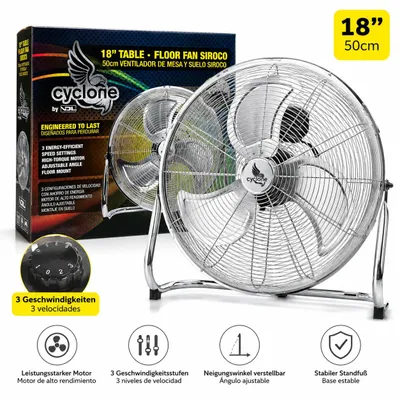 Produktbild von Cyclone by NDL 18" Bodenventilator – 50 cm | Leistungsstarker Metall-Ventilator mit 3 Geschwindigkeitsstufen