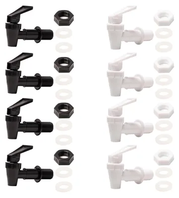 Immagine prodotto di Rubinetto in plastica spina per fusto - Rubinetto universale - Nero e bianco - 4 neri e 4 bianchi - Per fusto di birra e succo