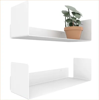 Produktbild von UNITURE® - 2er Set - Wandregal weiß - Moderne Regal Wand Design - 2x40 cm Bücherregal schwebend, Bilderleiste weiß - Wandregal, Regal weiß, Regalbrett
