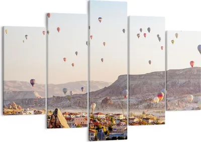 Produktbild von Bild auf Leinwand - Leinwandbild - Berge Ballon Flug - 150x100cm - Wand Bild - Wanddeko - Leinwanddruck - Bilder - Kunstdruck - Wanddekoration - Leinwand bilder - Wandkunst - EA150x100-3997