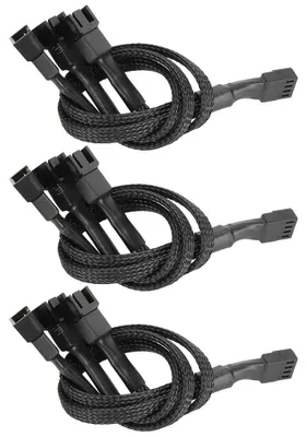 Imagen del producto de Cable adaptador de alimentación de 3 piezas, divisor de ventilador para refrigerador de 3 puertos, con conector de 4 pines a cable de 4 pines