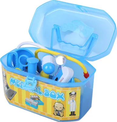 Image de Enfants Médecin Set de Jeu Pédagogique Prétendant Outil Jeu de Rôle Préscolaire Bleu