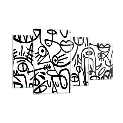 Produktbild von Bilder auf glas - 4 Teile - Zeichnen Cartoon Graffiti - 120x70cm - Glasbilder - Wandbilder - Bilder - zum Aufhängen bereit - Wanddekoration aus Glas - Glas Bilder - Wandbild auf Glas - GDL120x70-4971
