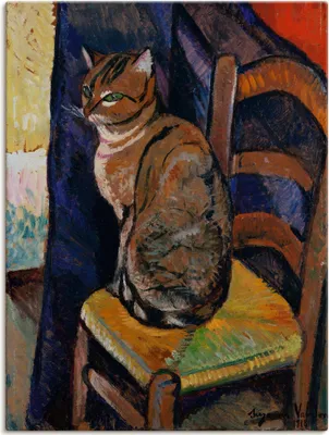 Produktbild von ARTland Leinwandbild Skizze Stuhl sitzende Katze. Größe: 60x80 cm
