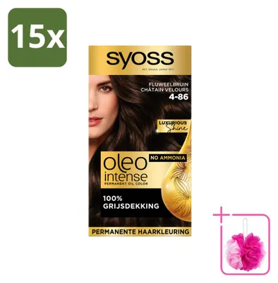 Obrázok produktu pre 15 ks farby na vlasy Syoss Oleo Intense 4-86 – trvalá farba – farba: hodvábna hnedá – balenie s 15 kusmi