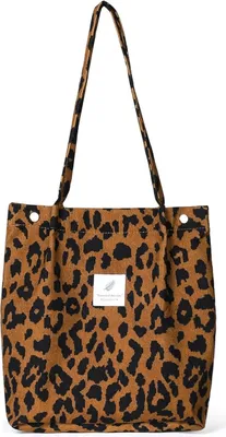 Image de ASKSA Femme Sac à bandoulière en velours côtelé pour le travail, le bureau, les voyages, le shopping, l'école et la vie quotidienne, Marron foncé
