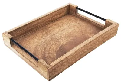 Image de Plateau de service - Bois - 35,5 x 25,5 x 5,5 cm - Marron