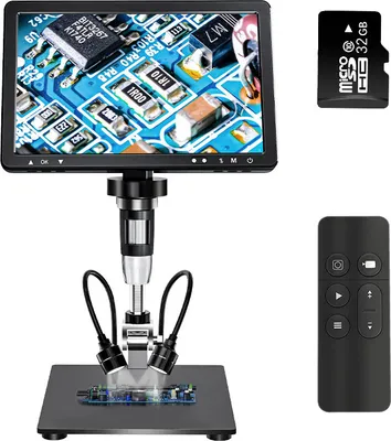 Produktbild von 10,1'' Digital Mikroskop 2000X Münzmikroskop mit IPS-Bildschirm 20MP Lötmikroskop mit 8 LEDs