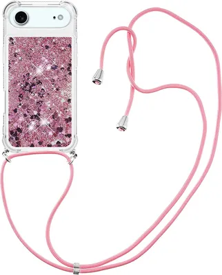 Produktbild von iPhone Air Hülle - Coverup Liquid Glitzer Back Cover mit Handykette - Roségold