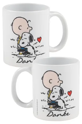 Produktbild von The Peanuts Snoopy Tasse - Danke Charlie Brown Kaffeetasse Becher Kaffeebecher aus Keramik Geschenk Weiß 320 ml