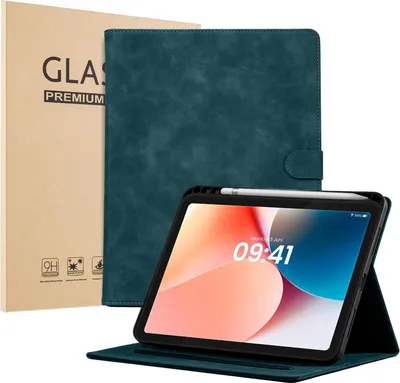 Produktbild von LBH Tablet Schutzhülle + 2x 9H Display Glas für Apple iPad 10. Gen 10.9 Zoll Cover Case Schutz Tablet Farbe: Petrol