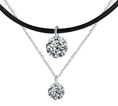 Produktbild von Yumilok Jewelry Damen Halskette 925 Silber Kunstleder Seil Choker Doppelschicht Di