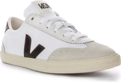 Obrázok produktu pre Veja 70s Inspired Volleyball pánske plátenné semišové tenisky v bielo-čiernej farbe - 11 UK - 45 EU - 11,5 US / White black