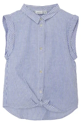 Productafbeelding van NAME IT meisjes T-shirt, model Nkffemma Capsl, kleur dusty blue, maat 134-140 EU