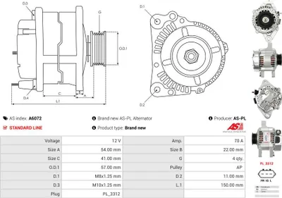 Produktbild von Lichtmaschine Yaris 1.4 D-4D 1.3