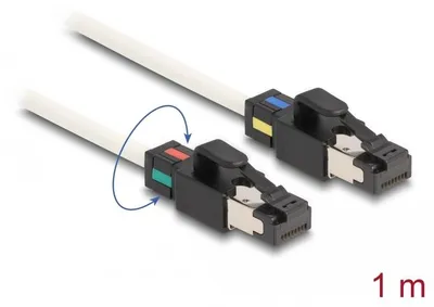 Image de Câble réseau Delock, connecteur RJ45 mâle-mâle, Cat.6A S/FTP, 1 m, blanc