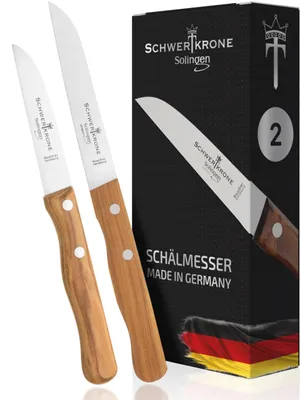 Gemüsemesser Set 2er (7,5+9 cm) Olivenholz, rostfrei