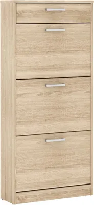 Produktbild von NIKO Schuhschrank 60 im skandinavischen Stil mit 3 Kippfächern und 1 Schublade aus Holzwerkstoff, für Flur und Abstellraum, Sonoma-Eiche-Holzdekor, 58,2 cm breit, 127,7 cm hoch und 20,4 cm tief