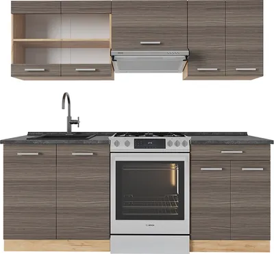 Produktbild von Küchenzeile Vicco R-Line Edelgrau/Goldkraft Eiche 200 cm , AP Anthrazit, Model 53404