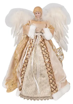 Produktbild von Clayre & Eef Weihnachtsdekorationsfigur Engel 41 cm Goldfarbig Kunststoff