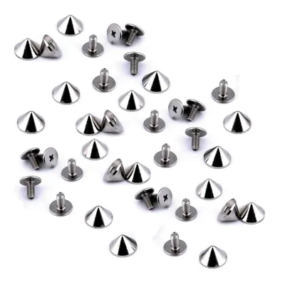 20 Stk. Schraubnieten mit Spitzen Metall Ziernieten Killernieten Ø 9.5 mm x 6 mm silber