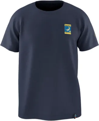 Dunkelblaues T-Shirt mit Logo von La Sportiva; Teil der Moon Patch Kollektion für Herren.