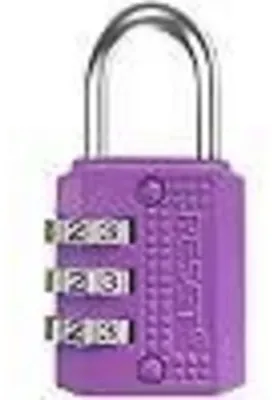 Immagine prodotto di Armadietto portatile viola con serratura a 3 cifre, ideale per viaggi, valigie, bagagli e zaini. Confezione da 1 pezzo