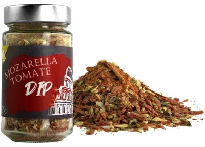Produktbild von Mozarella-Tomate Dip Gewürzzubereitung hausgemacht Vegan 105g