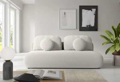 Produktbild von Schlafsofa Tovo creme mit Schlaffunktion Bettkasten 206 cm Couch 206x140 Stoff NEVE Modern