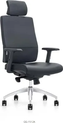 Productafbeelding van Modern zwarte fauteuil met kunstleren bekleding en een roestvrijstalen frame