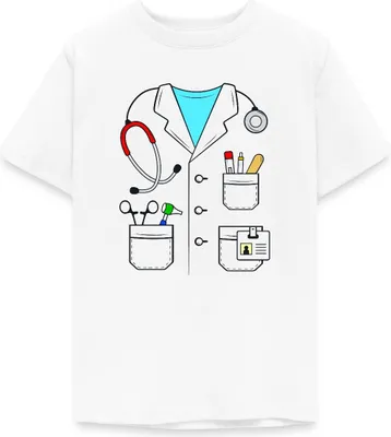 Produktbild von Spreadshirt Arzt Kostüm Karneval Fasching Teenager T-Shirt, 152/164 (12-14 Jahre), Weiß