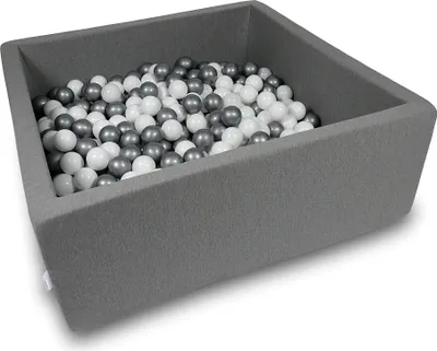 Immagine prodotto di Bacino di asciugatura 110x110x40cm grigio con 600 palline: bianco, argento