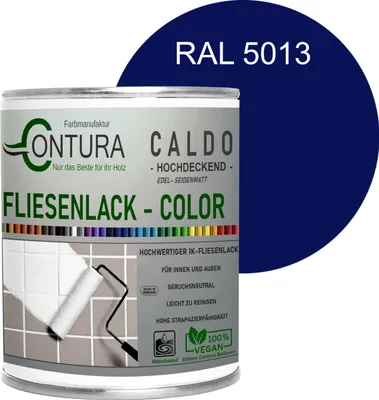 Produktbild von Fliesenlack 750ml. Fliesenfarbe 20 Farben Lack Fliesen Wand Boden Bad Küche - RAL 5010 Enzianblau